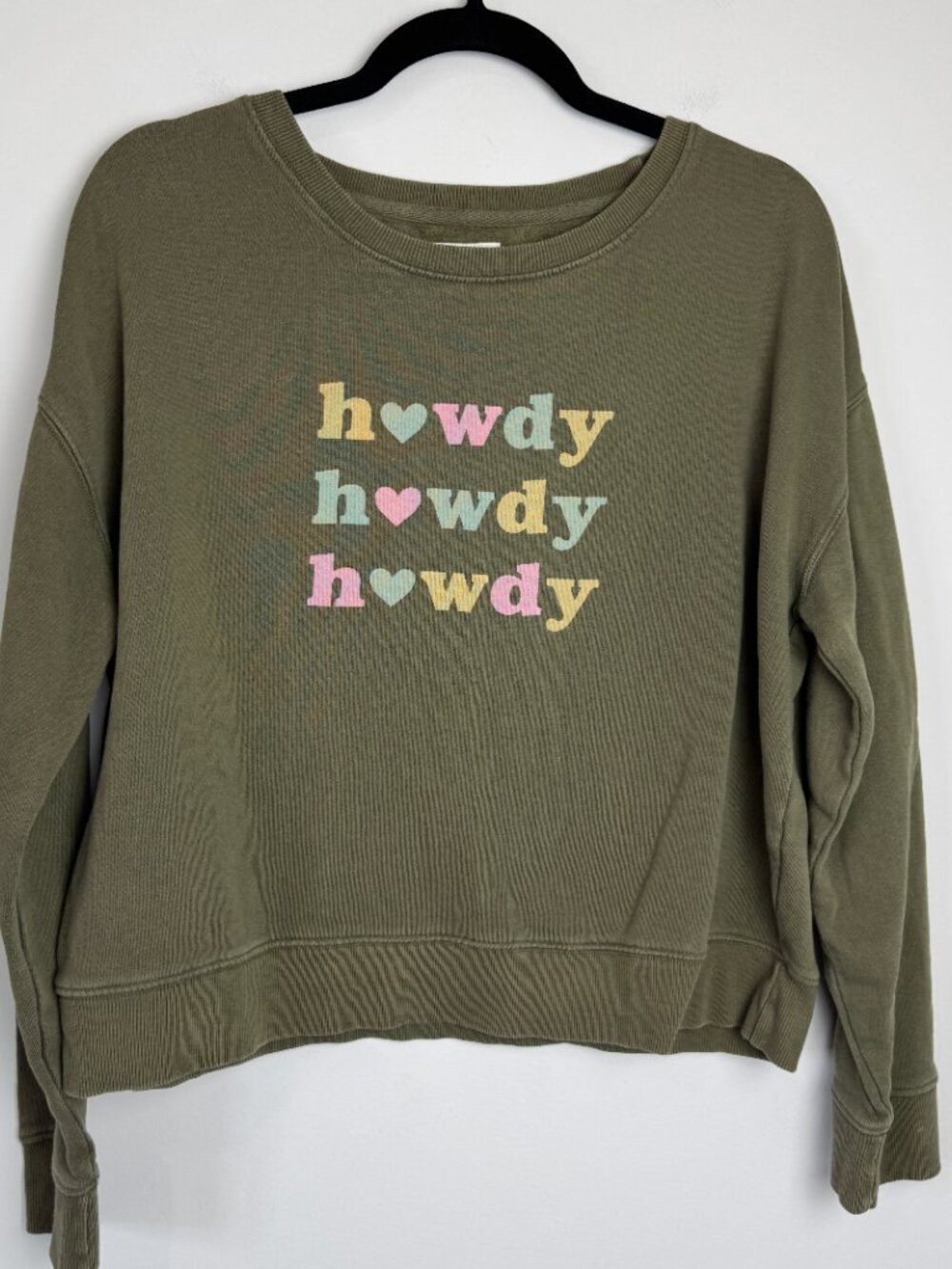 Pact Women's Green Howdy 100% Cotton Sweatshirt Size Large